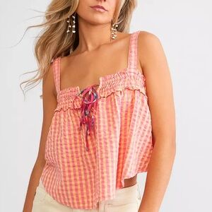 Free People Picnic Party Cropped Tank Top